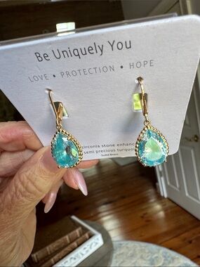 Madewell Gold Teardrop Earrings with Turquoise Stones